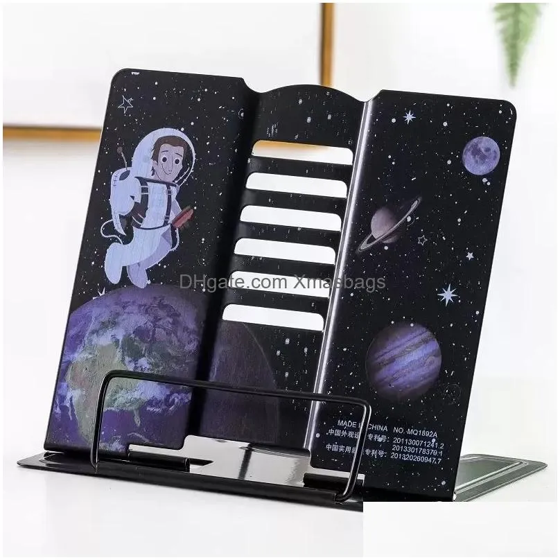 custom metal desktop reading rack foldable book stand any pattern a4 a5 a6 storage book ends desk accessories 0601