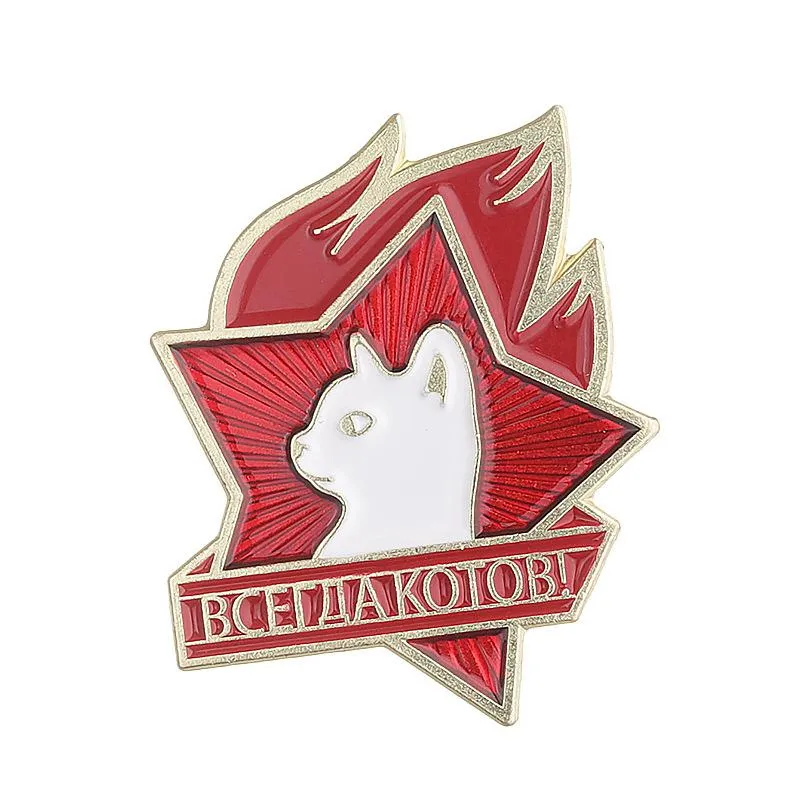 five-pointed star shape cartoon cat brooch cute cartoon white kitten metal badge accessories