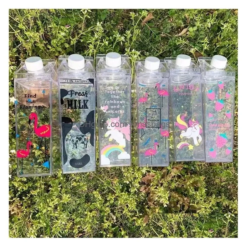 500ml plastic milk carton water bottles bpa clear transparent outdoor square juice box fy5230 1220