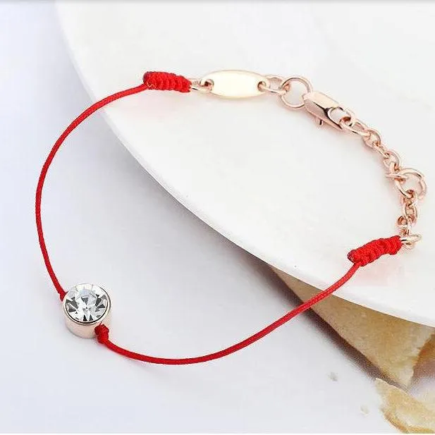 year of life personality red rope single diamond hand rope year of life rectangular buckle bracelet anklet jewelry