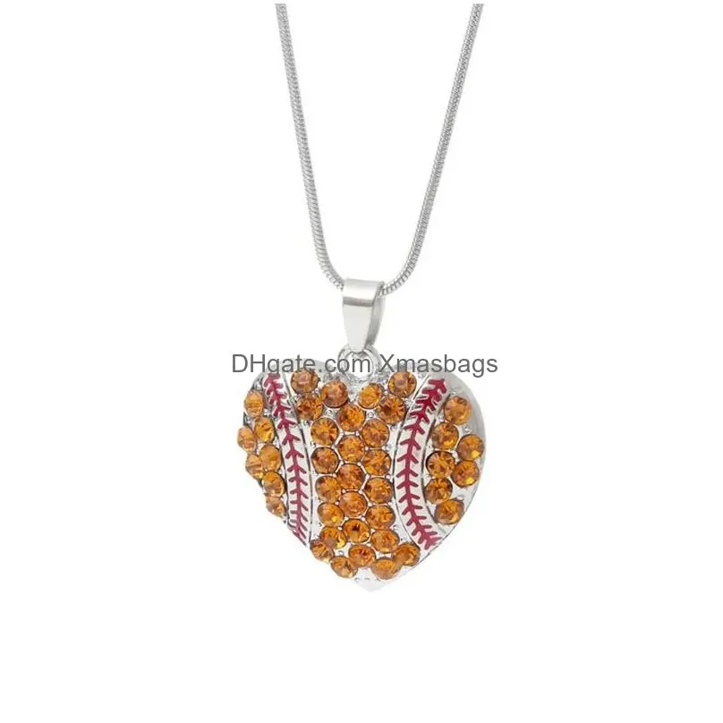 diamond heart pendant necklace party favor creative softball pendants peach heart necklaces fashion accessories 0621