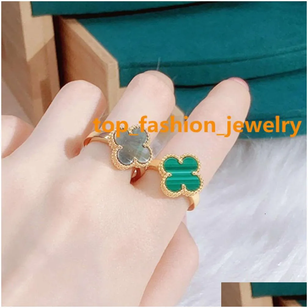 four leaf clover ring natural shell gemstone gold plated 18k for woman designer t0p highest counter advanced materials european size anniversary gift