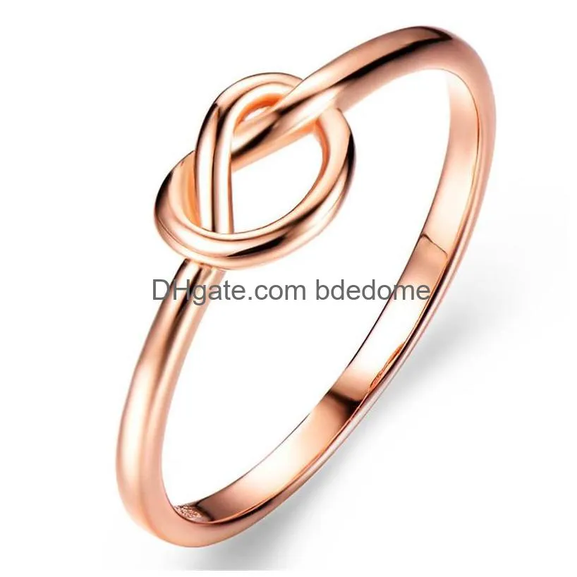 Cluster Rings 40Pcs/Lot New Arrive Geometric Finger Rings Rose Gold Knot Cluster For Women White K Gift Hand Jewelry Ornaments Access Dhnp2