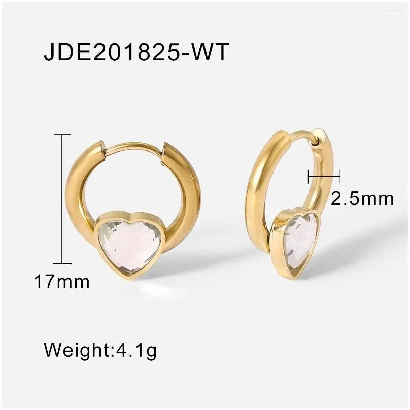 hoop earrings heart shaped zircon 14k gold plated stainless steel love charm women`s fashion jewelry gift for lovers