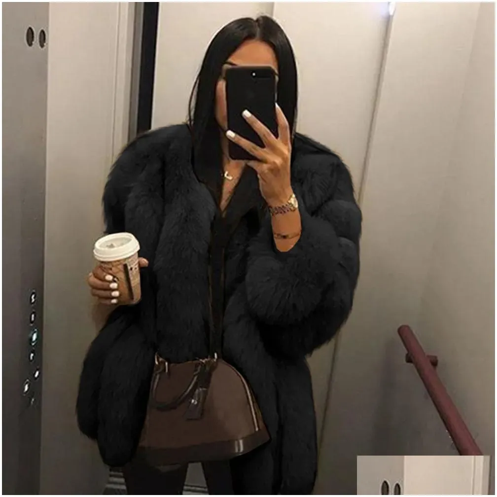 Women`S Fur & Faux Fur Women Fluffy Faux Fur Jacket Autumn Winter Warm Outerwear Coat Overcoat Hooded Luxury Long Ladies D30 201110 Dr Dhdpi