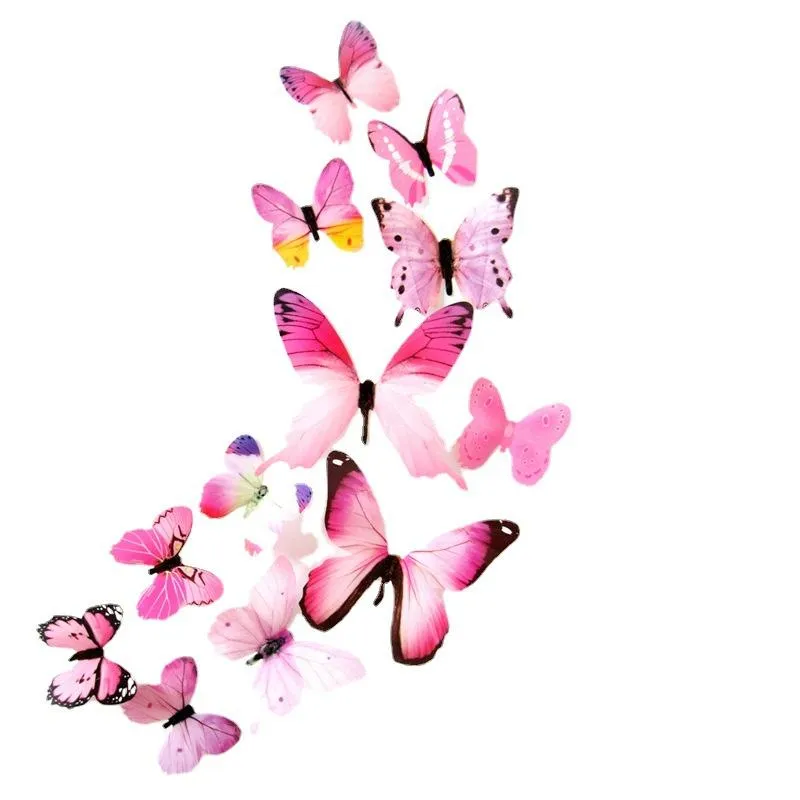 12 three-dimensional printed butterfly stickers living room bedroom tv background wall color butterfly stickers h-023