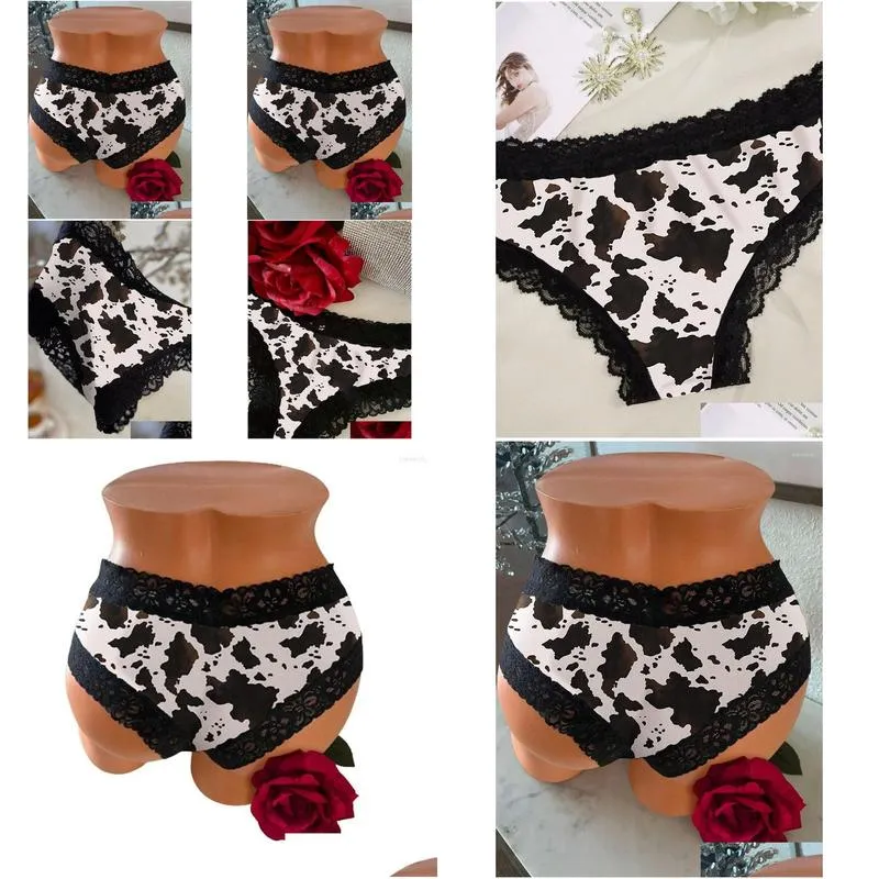 Women`S Panties Womens Panties Women Y Cow Lace Splicing Low-Waist Underwear Thong Female G String Breathable Lingerie Temptation Emb Dhf30