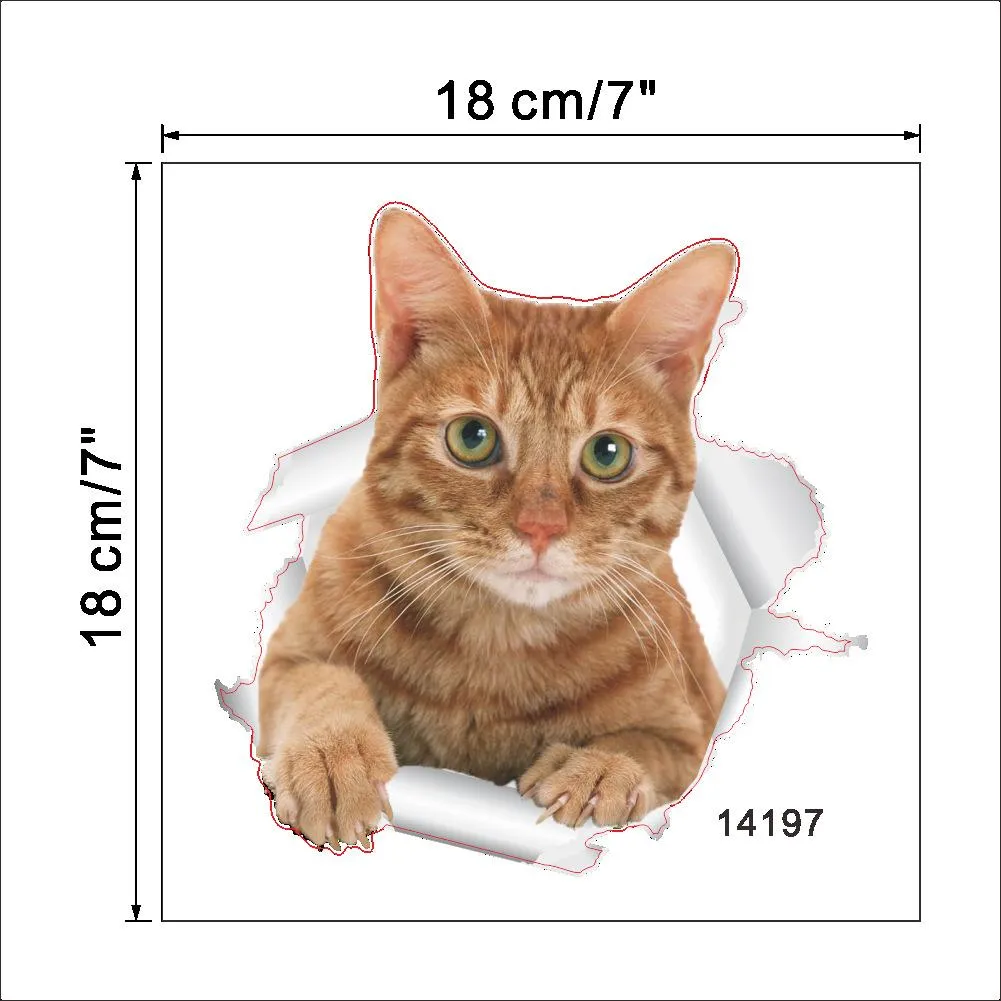 creative 3d three-dimensional kitten and dog wall decoration toilet toilet cover notebook wall stickers