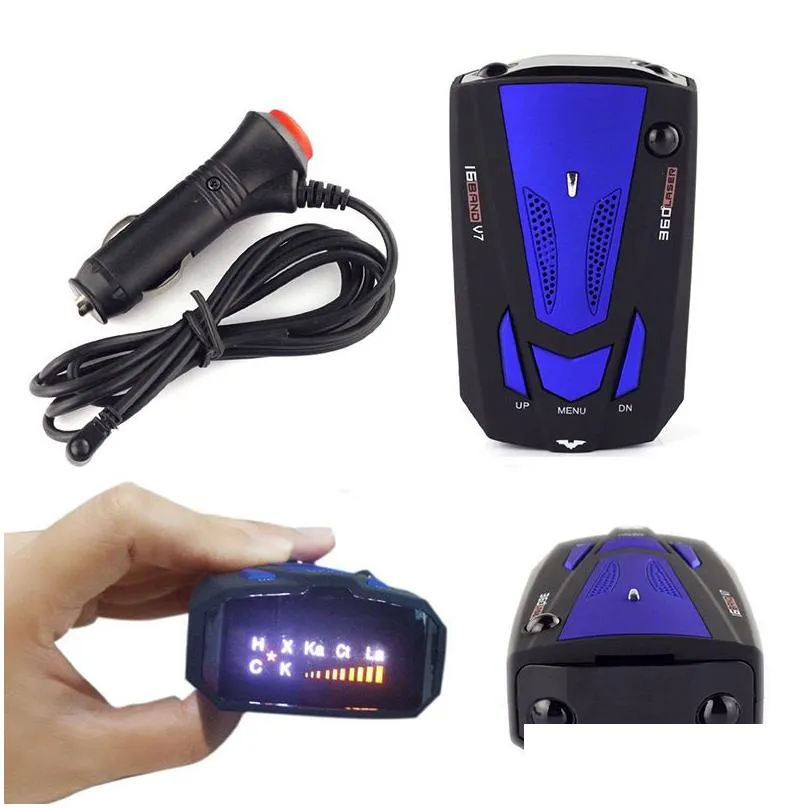 Car Laser Detectors Led Display Detector Tool Speed Voice 16 Band 360 Degree Gps Detectors With Russia English Drop Delivery Automobil Dhc6E