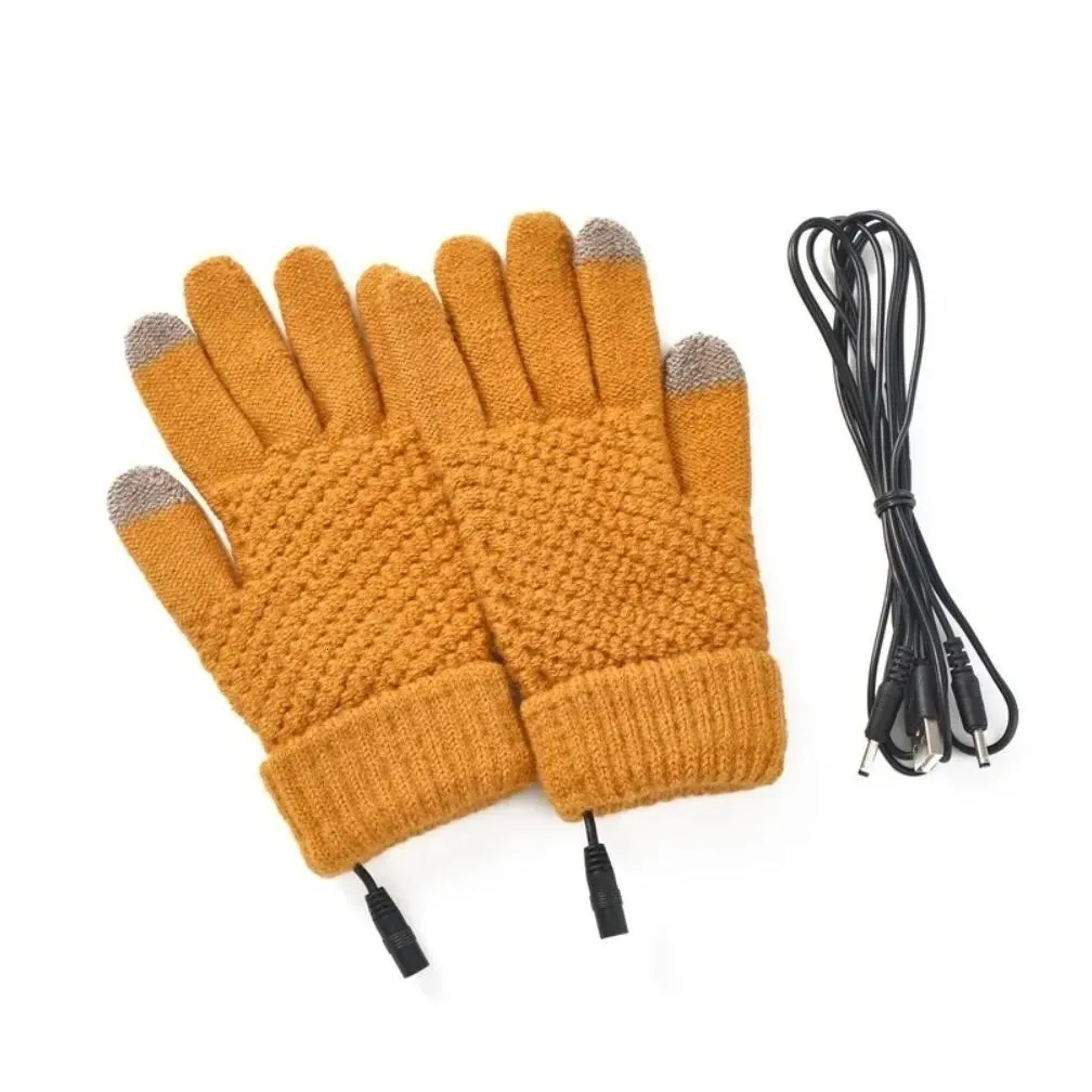Ski Gloves Winter Girl Women Electric Mitten Heated Fl Finger Warmer Usb Rechargeable Touch Sn Knitted Hand 230606 Drop Delivery Dhqud