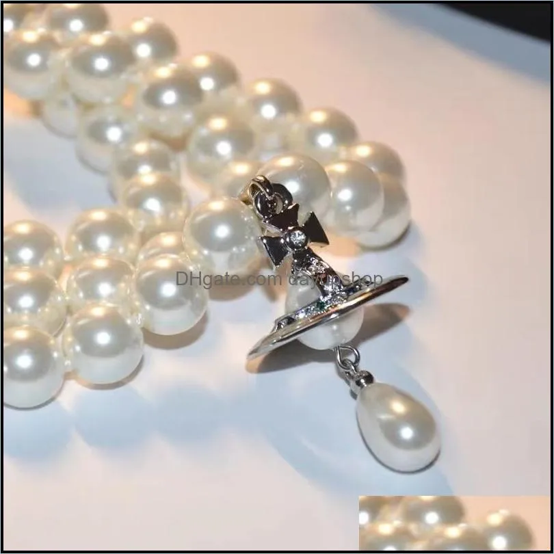 Westwood West Queen Mother Drops Mini Bass Pearl Necklace Bracelet 220819 Drop Delivery Dh1Yz