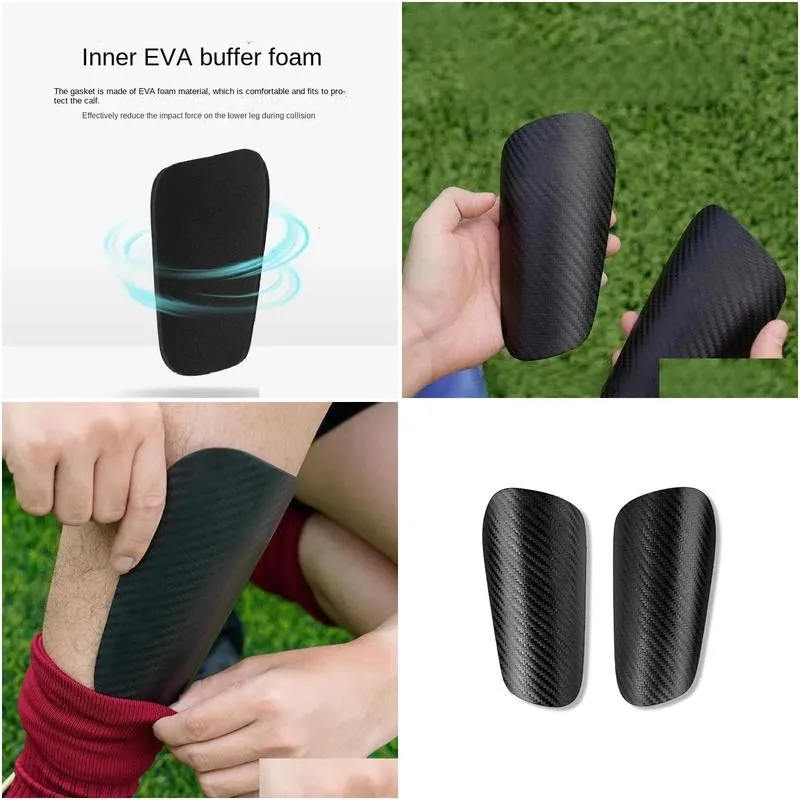 Shin Guard Tralight Carbon Fiber Soccer Guards Football Accessories Canilleras Protector Children Goods Protect Tibia Training Drop D Dhrhi