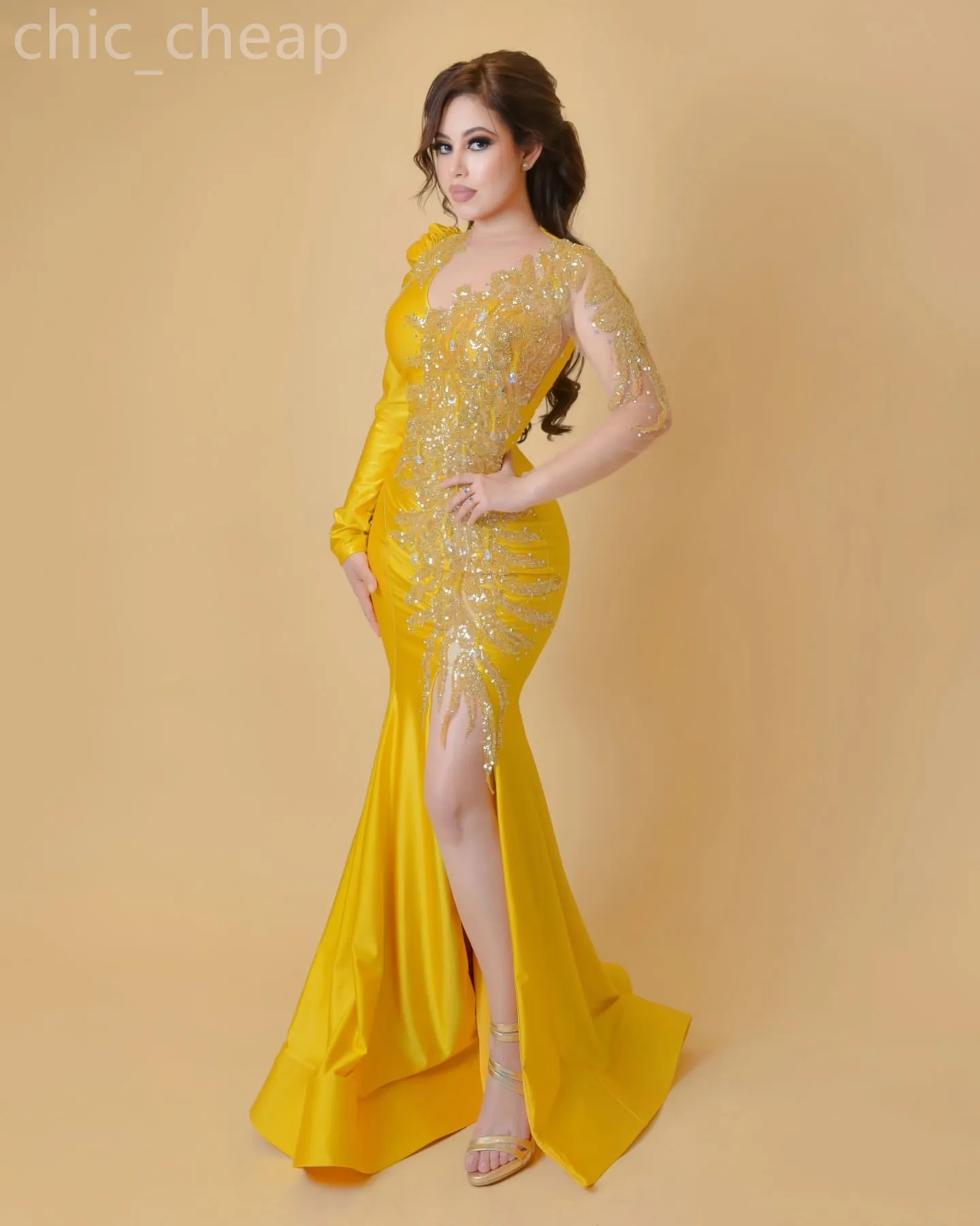 2024 Aso Ebi Arabic Yellow Mermaid Mother Of The Bride Dresses Lace Beaded Satin Evening Prom Formal Party Birthday Celebrity Mother Of Groom Gowns Dress ZJ051