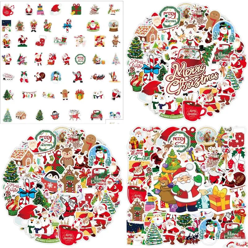 Car Stickers 50Pcs/Lot Christmas Holiday Diy Stickers Posters Iti Skateboard Snowboard Laptop Lage Motorcycle Bike Home Decal Gifts Fo Dhzmz