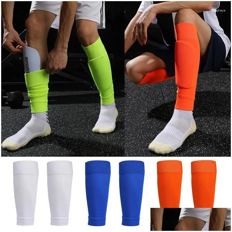 Sports Socks Plus Elasticity Size Soccer Shin Men Guards Adts Leg Kids Er Calf Sleeve Sport Football Pads Kicking Ball Protection Dro Dhm41