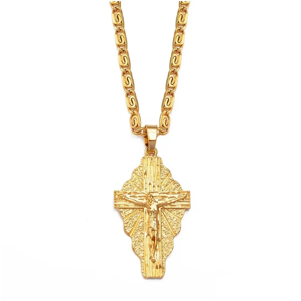 hawaiian cross pendant chain 14k yellow gold necklaces men women micronesia chuuk marshall guam jewelry crosses