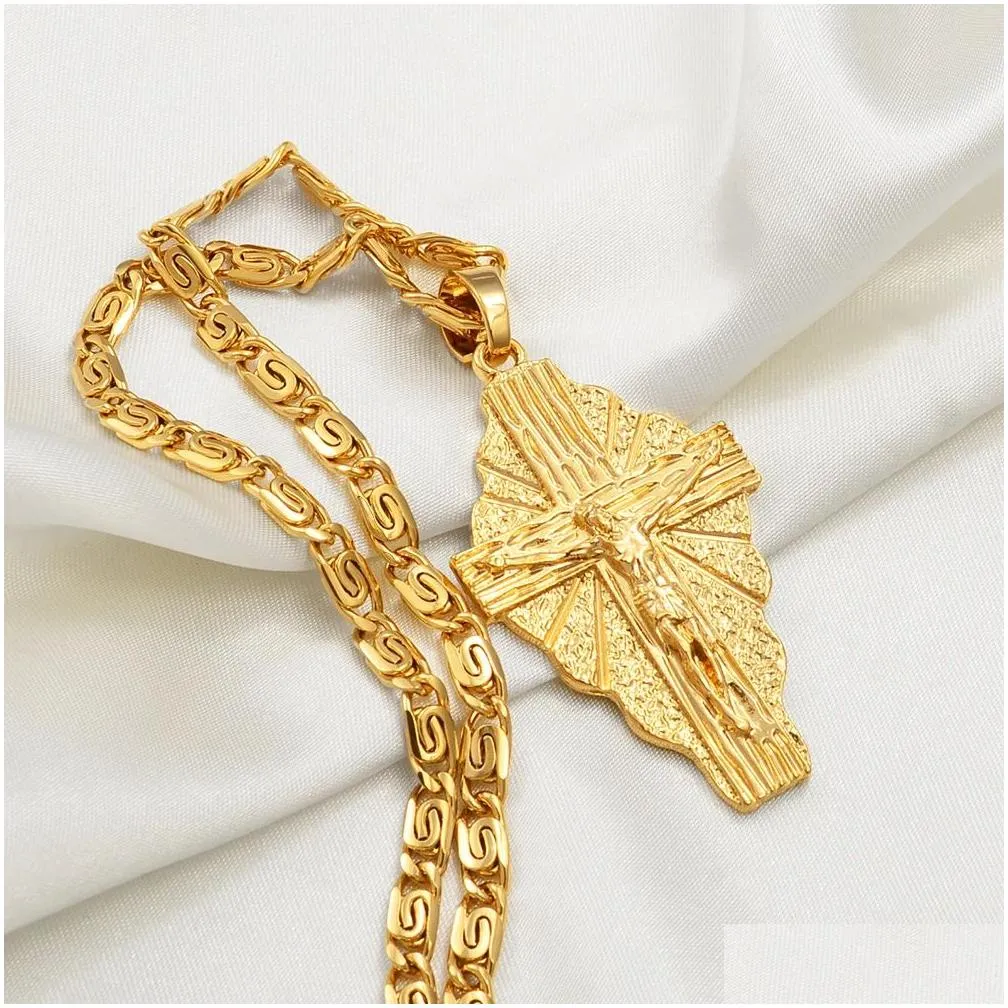 hawaiian cross pendant chain 14k yellow gold necklaces men women micronesia chuuk marshall guam jewelry crosses