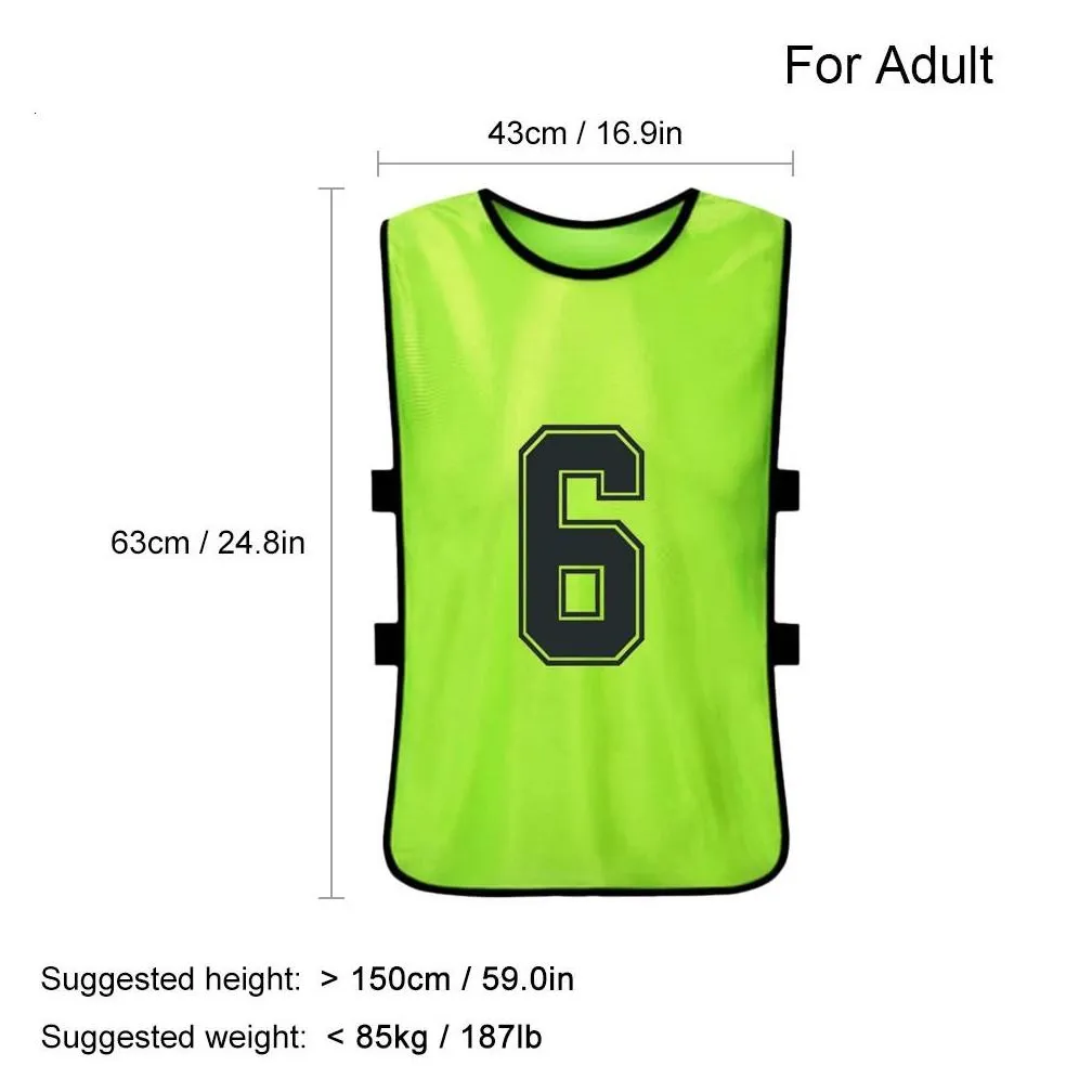 Balls 6/12 Pcs Adts Soccer Pinnies Quick Drying Football Team Jerseys Sports Training Numbered Bibs Practice Vest Drop Delivery Dhdak