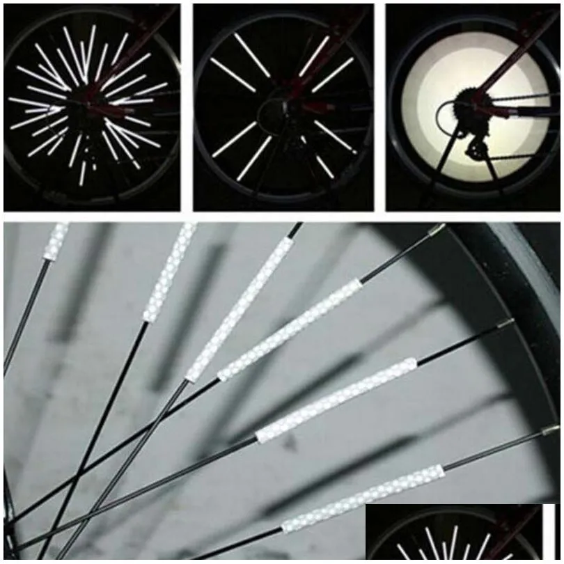 Wheel Bolt & Nut Wheel Bolt 12Pcs Bicycle Light Rim Spoke Clip Tube Safety Warning Lights Cycling Strip Reflective Reflector Mountain Dhcmr