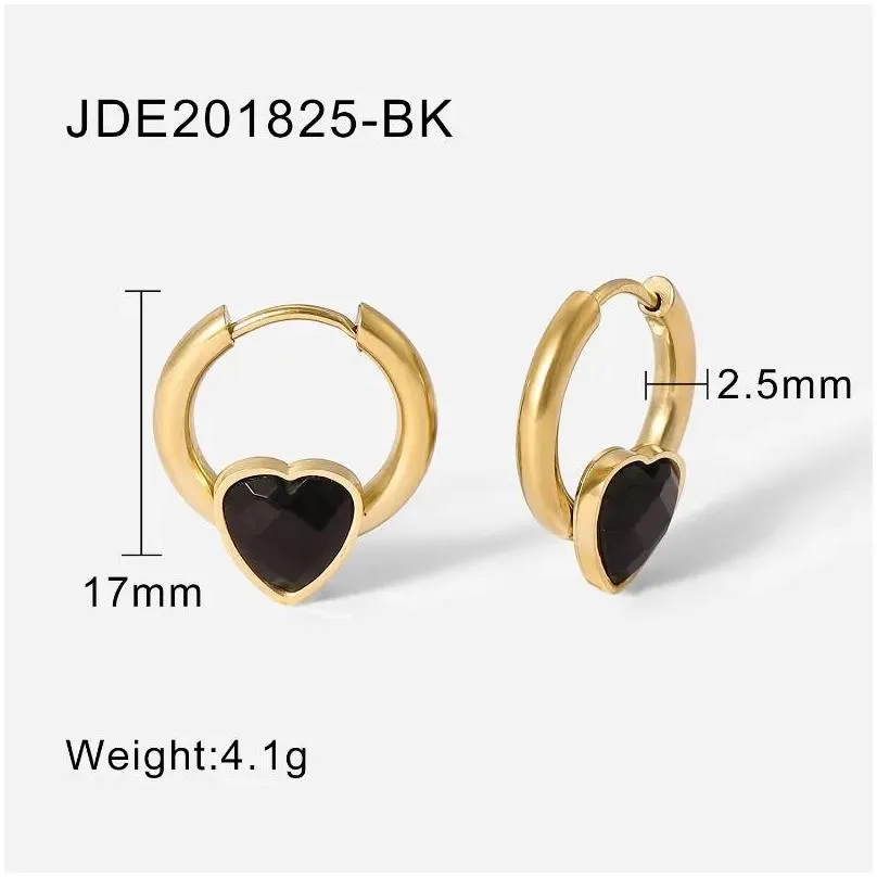 hoop earrings heart shaped zircon 14k gold plated stainless steel love charm women`s fashion jewelry gift for lovers
