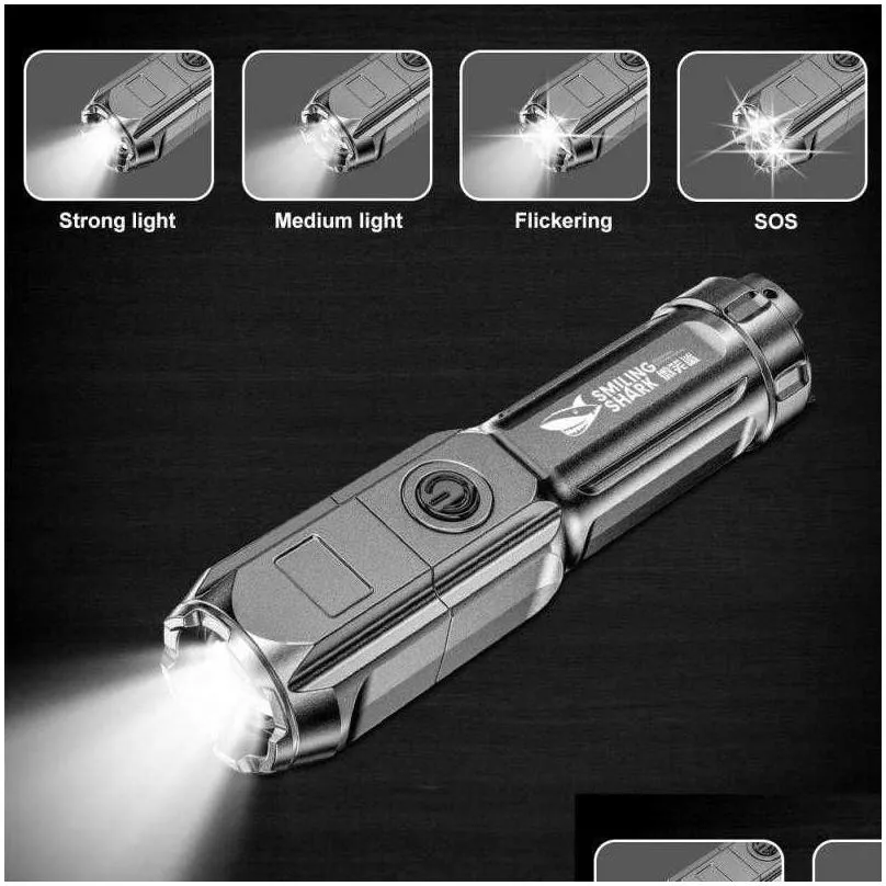 Flashlights Torches Powerf Led Flashlight 100000 Lumen Tactical Rechargeable Usb Waterproof Zoom Fishing Hunting Drop Delivery Dhv5Z