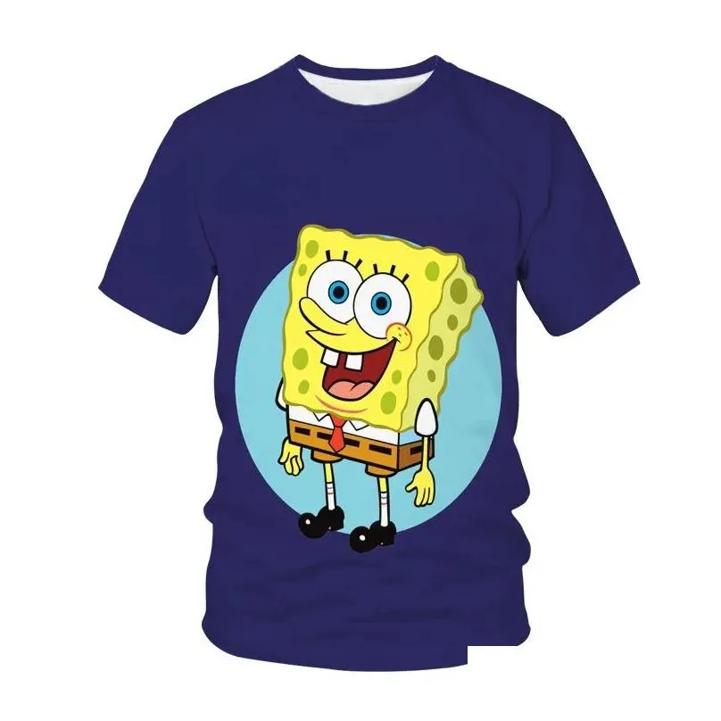 Men`S T-Shirts Mens T-Shirts Funny Yellow Bob T-Shirt Sponge Family Printing 3D Sportswear Cartoon Uni Hoodie Cutmens Drop Delivery Ap Dha6K