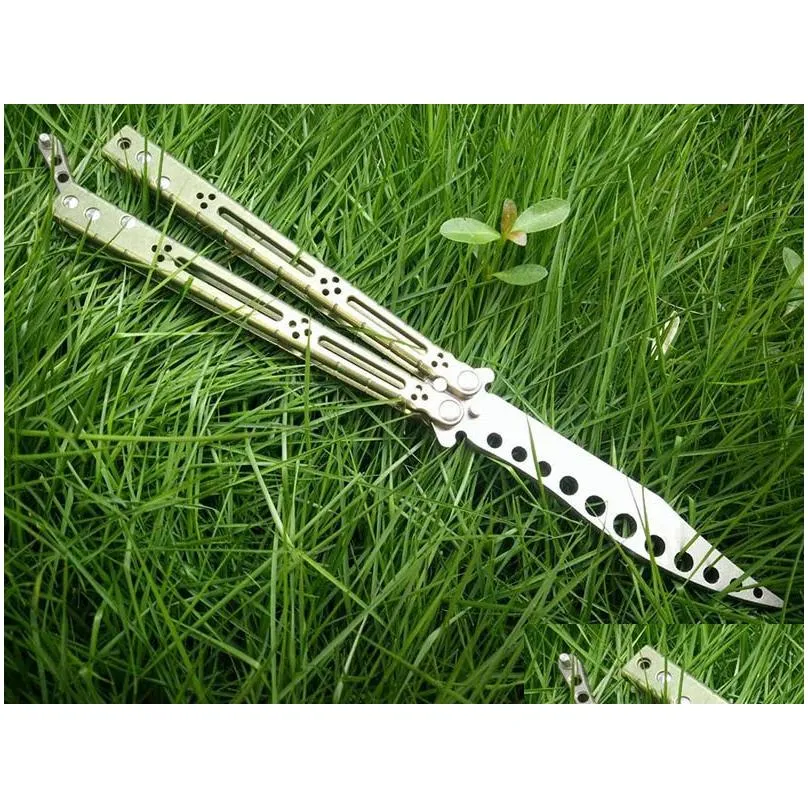 Camping Hunting Knives Balisong Theone Jilt Knife Hom Basilisk Snake Monster Butterfly Trainer Training Swing Bench D2 Made Bushing Sy Dhdgb