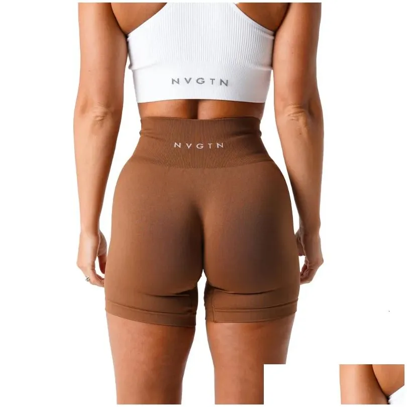 Yoga Outfit Nvgtn Lycra Spandex Solid Seamless Shorts Women Soft Workout Tights Fitness Outfits Pants Gym Wear 230221 Drop Delivery Dhfgy