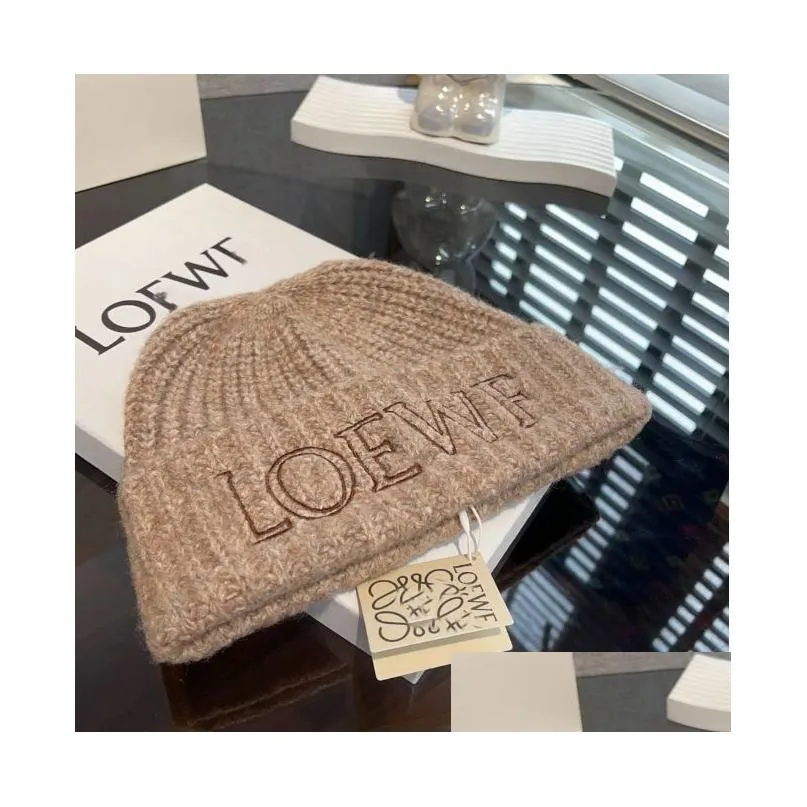luxury cashmere knitted hat designer loewf beanie cap men`s winter casual wool warm hat