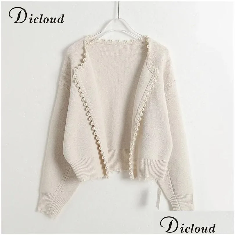 Women`S Sweaters Dicloud Elegant Pear Buttons Black Cardigans Women Autumn Winter Oversize Long Sleeve Fashion Ladies Knitted Jacket Dh1Gf