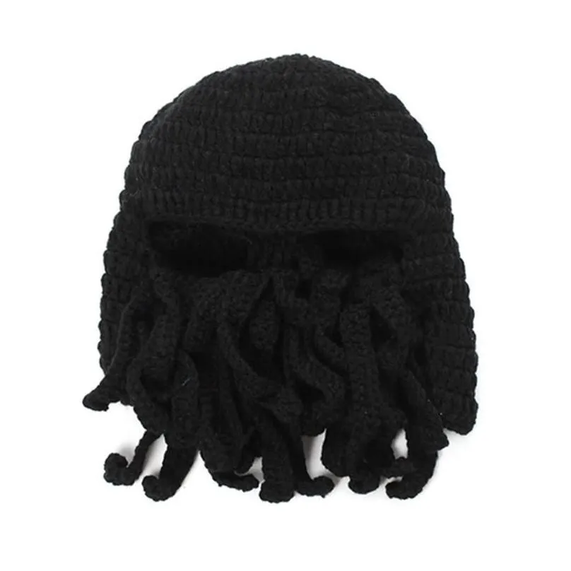 Cycling Caps & Masks Cycling Caps Masks Funny Tentacle Octopus Beanie Knit Beard Hat Fisher Cap Wind Ski Mask Drop Delivery Sports Out Dh3Ls