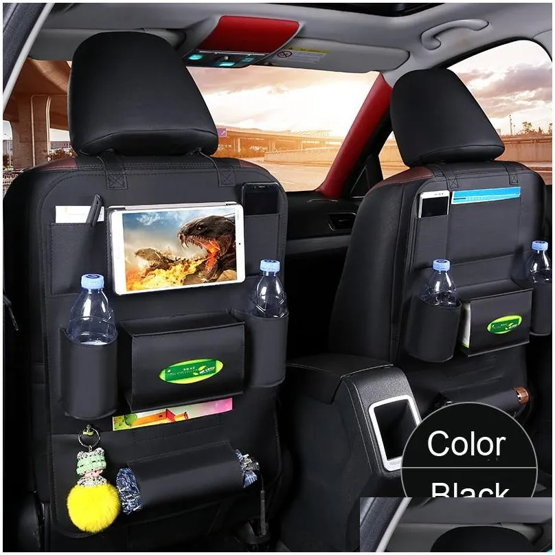 Car Organizer Car Back Seat Organizer Mti-Function Beverage Storage Bag Stowing Tidying Tablet Phone Holder Container Interior Accesso Dhaod