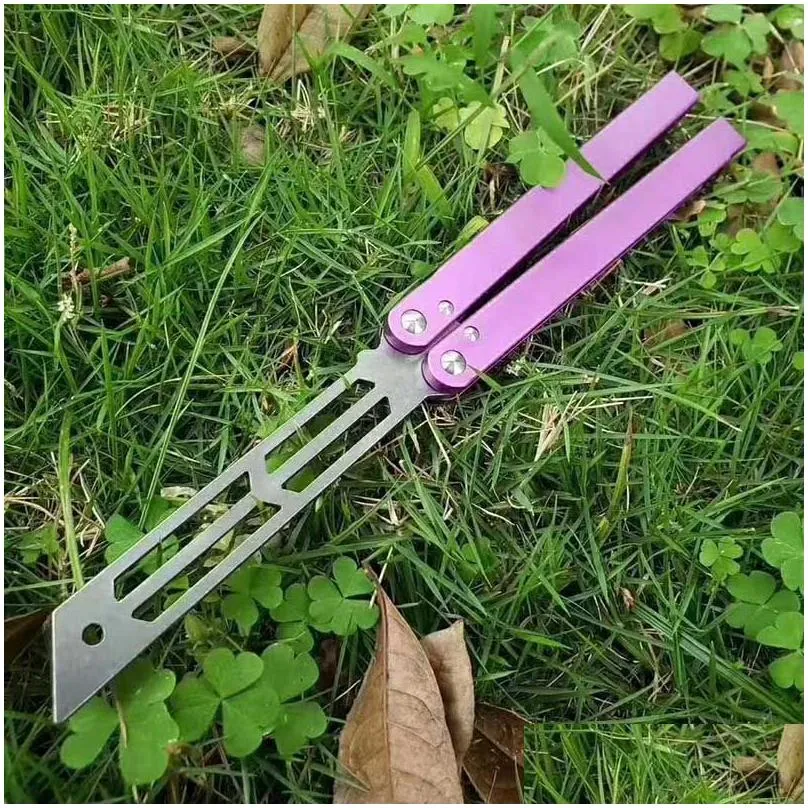 Camping Hunting Knives The One Balisong Triton Trainer Butterfly Training Knife Not Sharp Aluminum Hanldle Bushing System Bm Squid Nau Dhkfe