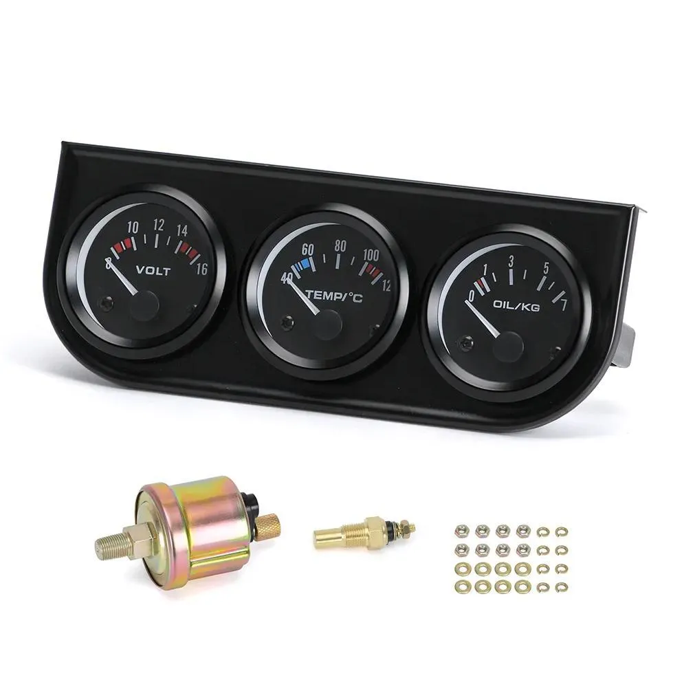 Oil Pressure Gauge 52Mm Triple Kit Oil Pressure Gauge Water Temp Or Volt Meter With Sensor 3In1 Car Pqy-Tag01/02/03 Drop Delivery Auto Otglq