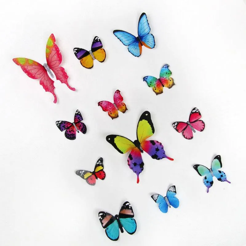 12 three-dimensional printed butterfly stickers living room bedroom tv background wall color butterfly stickers h-023