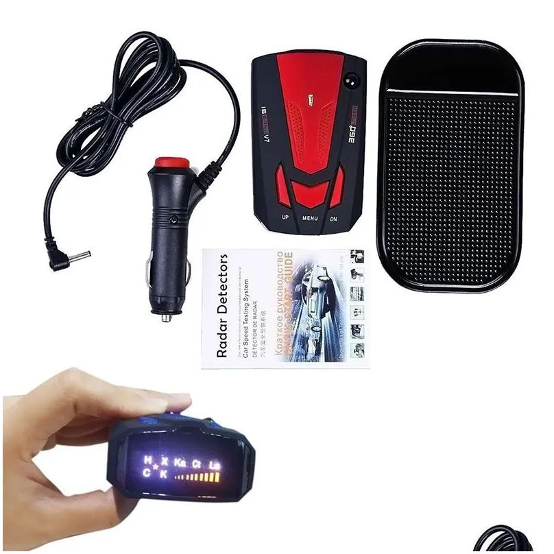 Car Laser Detectors Led Display Detector Tool Speed Voice 16 Band 360 Degree Gps Detectors With Russia English Drop Delivery Automobil Dhc6E