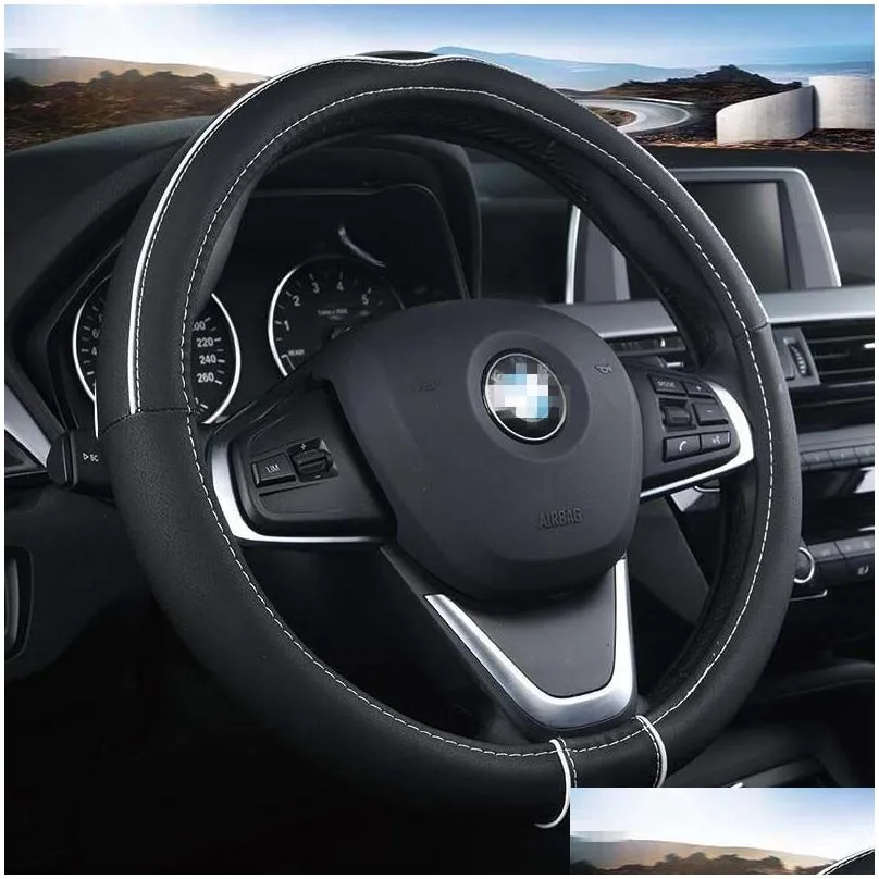 Steering Wheel Covers Soft Faux Leather Car Steering Wheel Er 38Cm Styling Sport Steering-Wheel Ers Anti-Slip Motive Accessorie Drop D Dh5S7