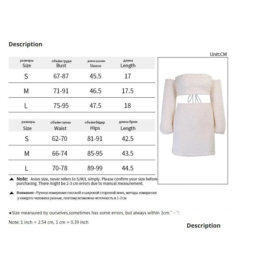 Two Piece Dress P Two Piece Dress Women Long Sleeve Strapless Back Bandage Crop Top And Womens Skirt White Y Casual Streetwear Drop D Dhxwx