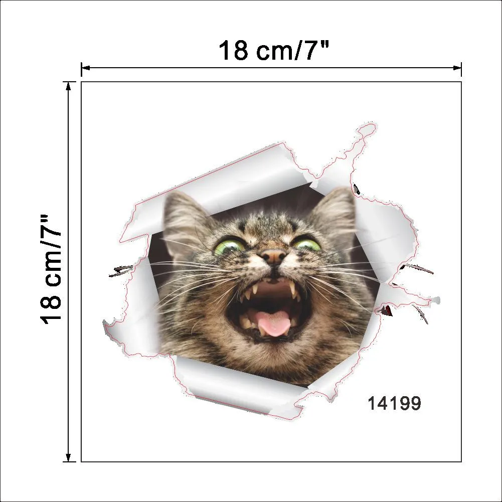 creative 3d three-dimensional kitten and dog wall decoration toilet toilet cover notebook wall stickers