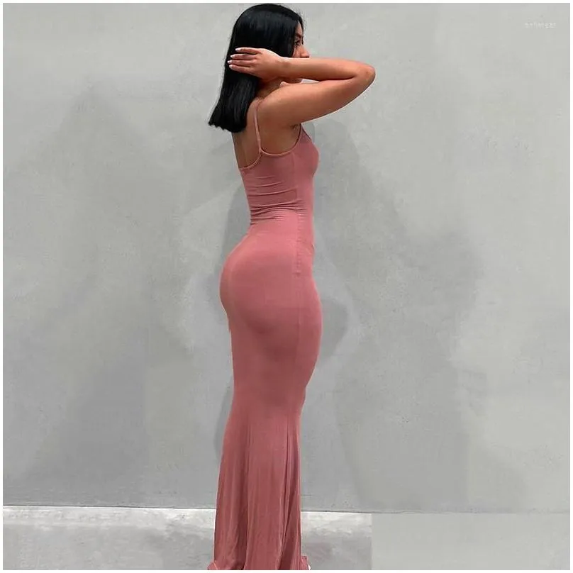 Basic & Casual Dresses Casual Dresses Sleeveless Cotton Loose Long Pencil Jumper Evening Dress Women Summer Bodycon Elegant Party Clu Dhwmp