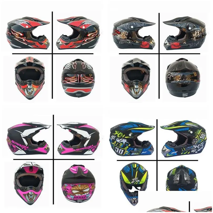 Motorcycle Helmets Motocross Helmet Off Road Atv Cross Helmets Mtb Dh Racing Motorcycle Dirt Bike Capacete With Goggles Mask Gloves Gi Dhnd1