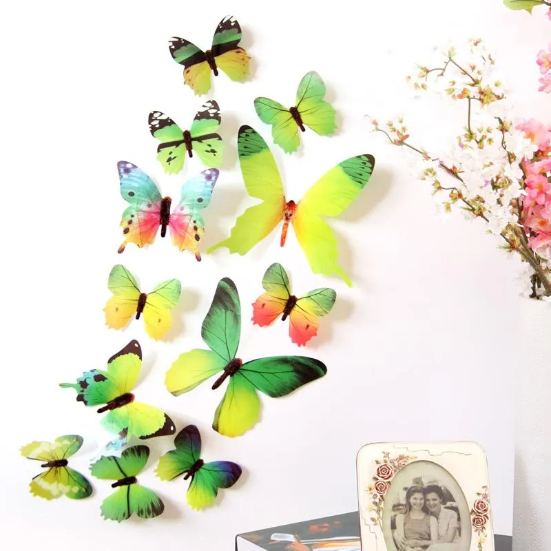 12 three-dimensional printed butterfly stickers living room bedroom tv background wall color butterfly stickers h-023