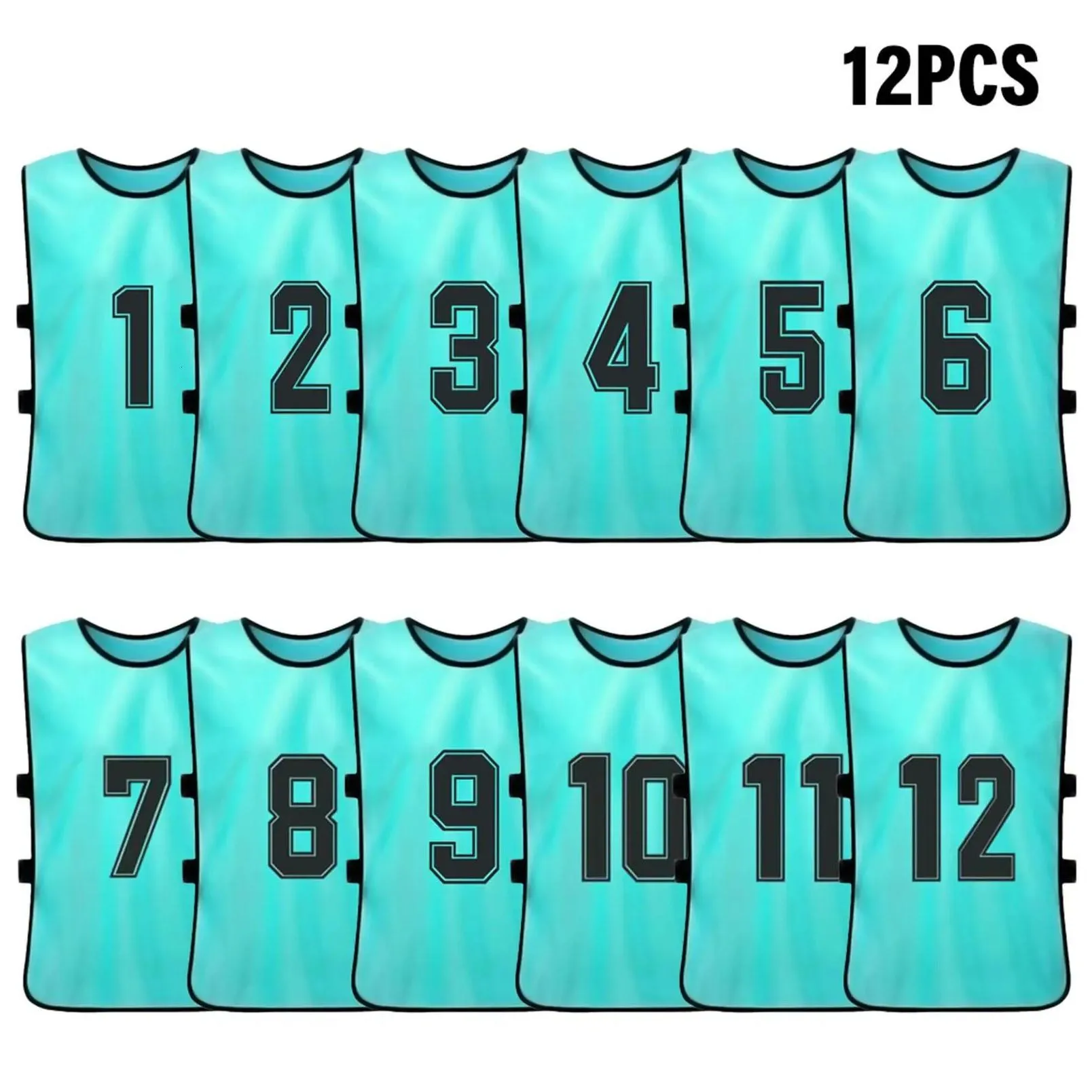 Balls 6/12 Pcs Adts Soccer Pinnies Quick Drying Football Team Jerseys Sports Training Numbered Bibs Practice Vest Drop Delivery Dhdak