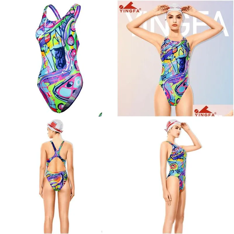 One-Piece Suits Yingfa 676 New Girls Swimwear Professional Training Competition Swimsuit One Piece Bodysuit Women Swimming Suit 210305 Dhycw