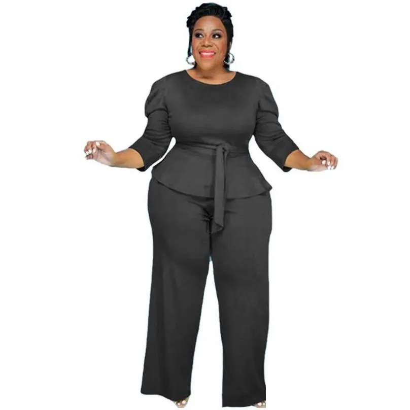 Women`S Plus Size Tracksuits Womens Plus Size Tracksuits L-4Xl Women 2 Piece Set Lounge Long Sleeve Outfits Fall Loose Two Fashion So Dhm8Y