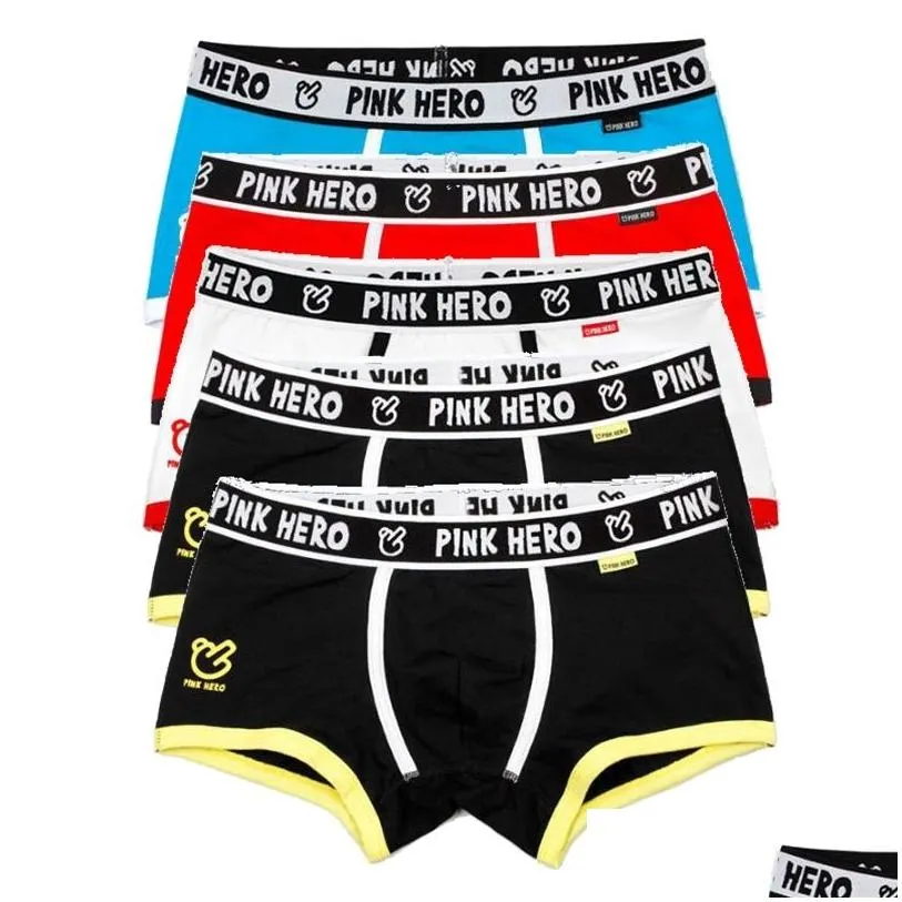 Underpants 5Pcs Lot Pink Heroes Classic Men Underwear Boxers High Quality Cotton Male Panties Comfortable Cost Effective M L Xl Xxl 2 Dhqrl