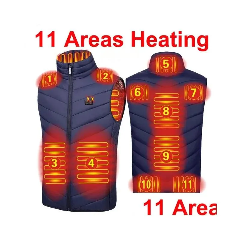 Women`S Vests Womens Vests Women 13 Heating Areas Heated Jacket Warm Coat Thermal Gilets Winter Usb Electric Vest Man S-6Xl Oversize W Dhh3H