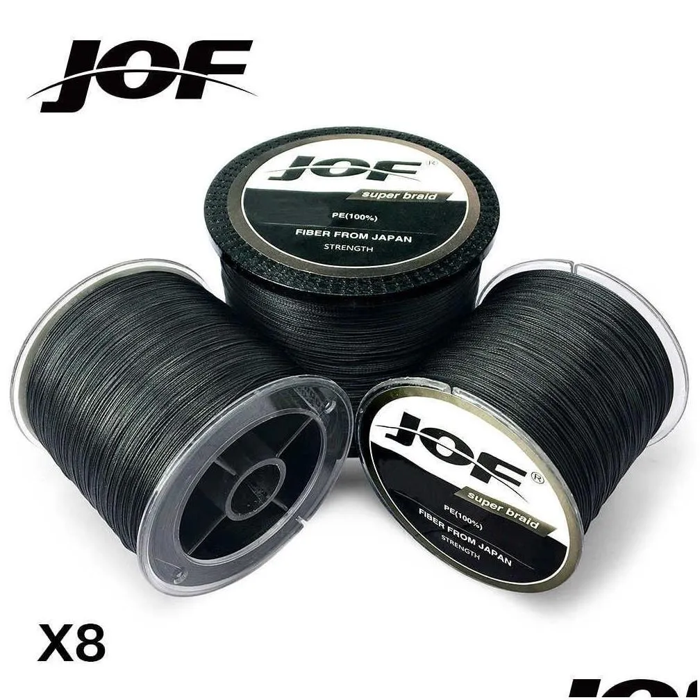 Monofilament Line Jof 8 Strands 1000M 500M 300M Pe Braided Black Fishing Line Tresse Peche Saltwater Weave Super Strong 210609 Drop De Dhoxb