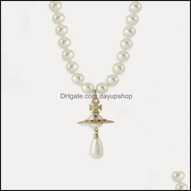 Westwood West Queen Mother Drops Mini Bass Pearl Necklace Bracelet 220819 Drop Delivery Dh1Yz