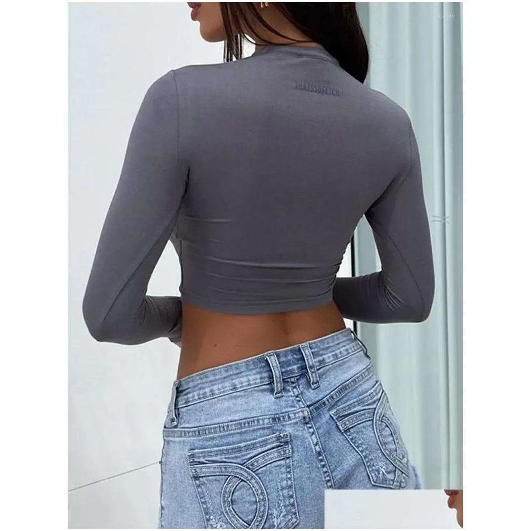 Women`S Tanks & Camis Womens Tanks Springcmy Women S Y2K Round Neck Skim Dupe Basic Crop Tops Long Sleeve Slim Fit Baby Tees Summer Bl Dhkte